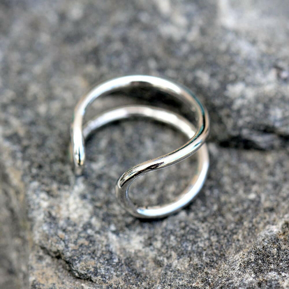 Stainless Steel Double Ring Fake Cartilage Ear Cuff Cartilage Earring Impulse Piercings