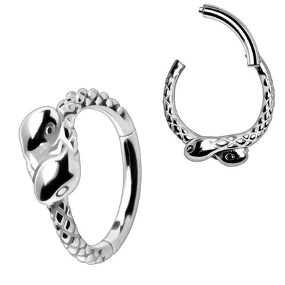 Stainless Steel Double Snakes Hinged Clicker Ring Seamless Ring Impulse Piercings