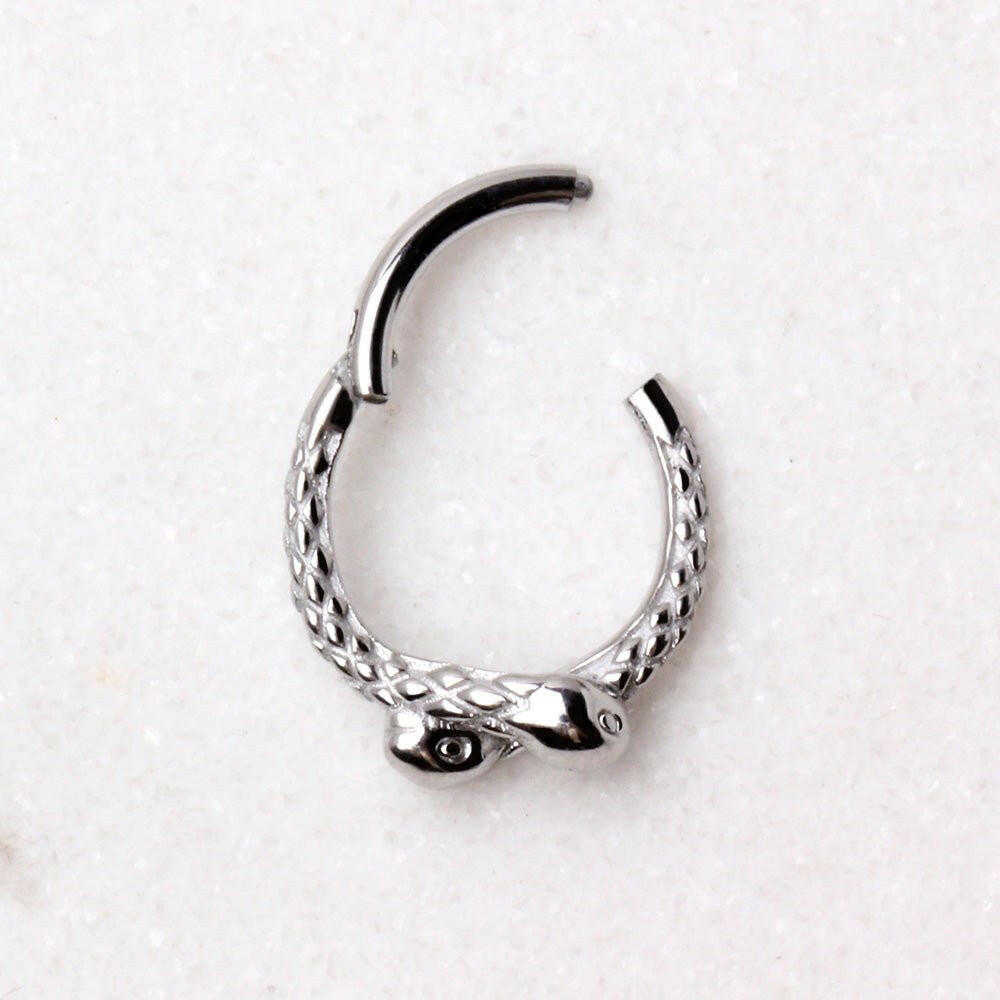 Stainless Steel Double Snakes Hinged Clicker Ring Seamless Ring Impulse Piercings