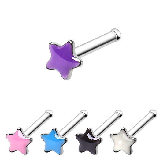 316L Stainless Steel Epoxy Star Stud Nose Ring - Skin Metals