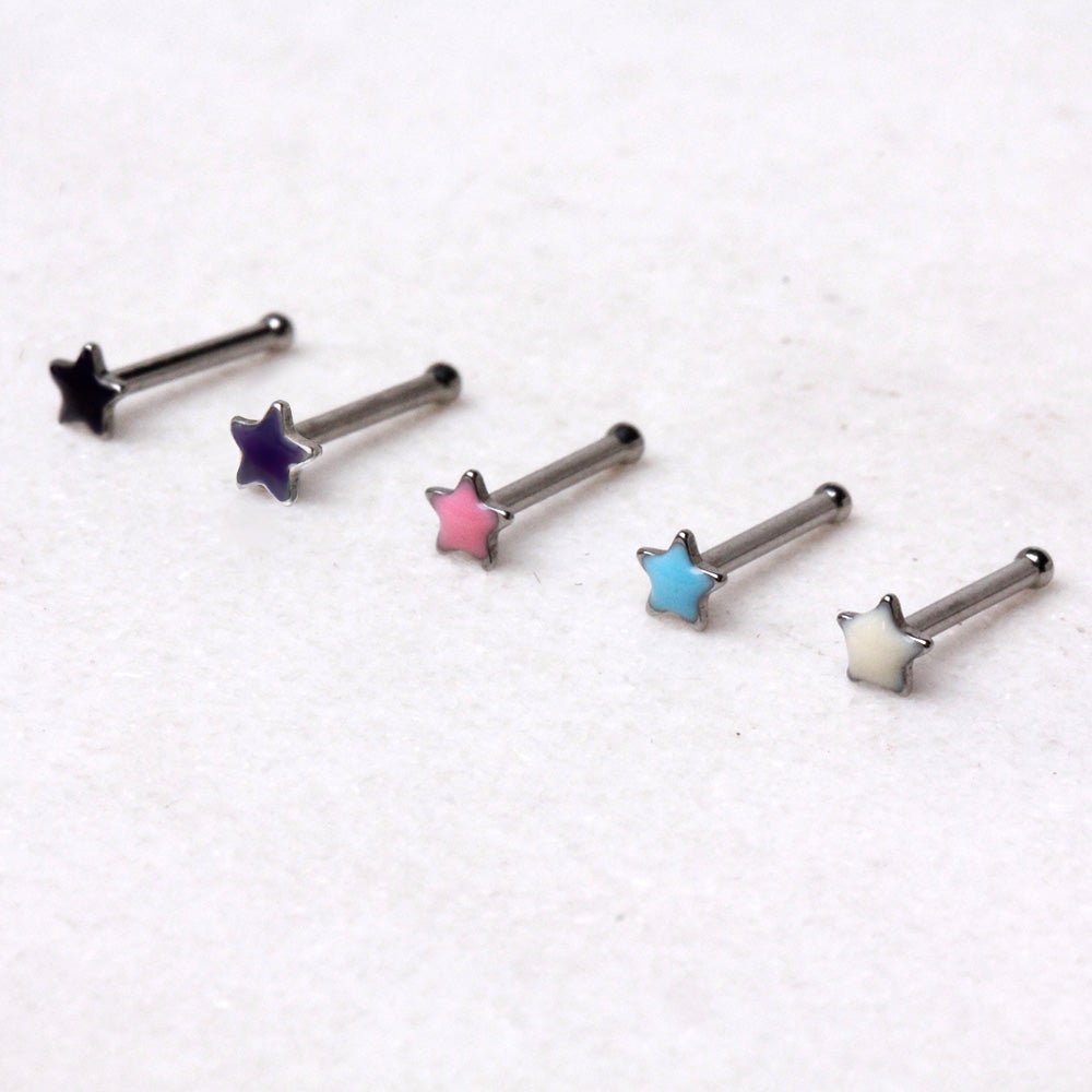 316L Stainless Steel Epoxy Star Stud Nose Ring - Skin Metals