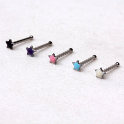 316L Stainless Steel Epoxy Star Stud Nose Ring - Skin Metals