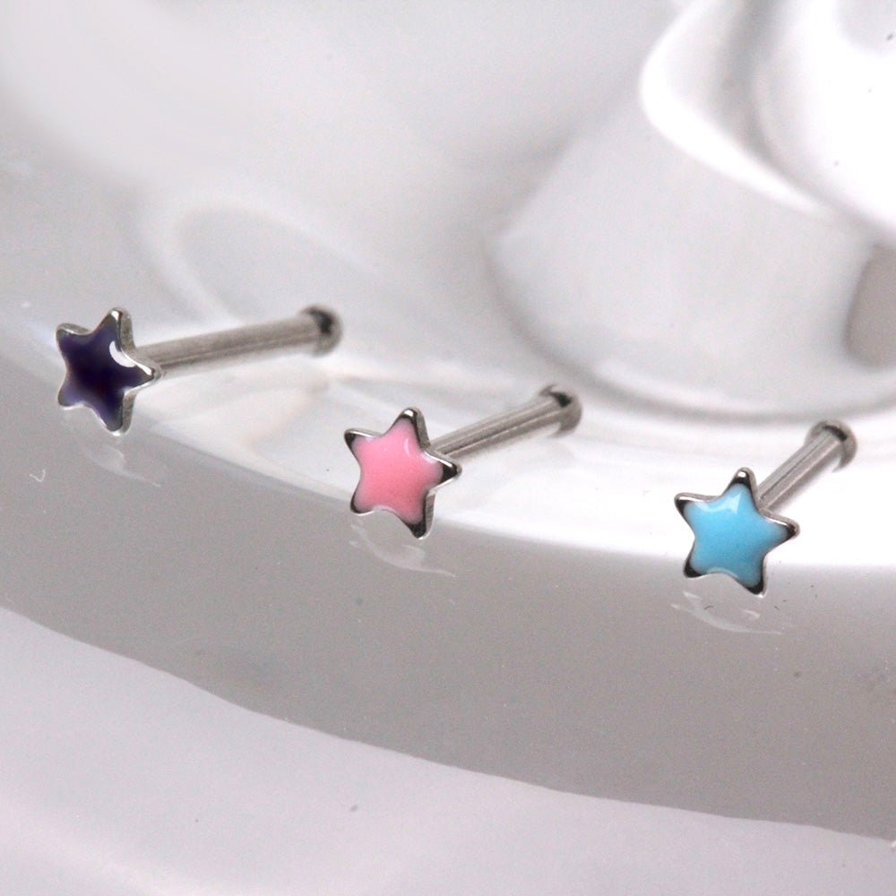 316L Stainless Steel Epoxy Star Stud Nose Ring - Skin Metals