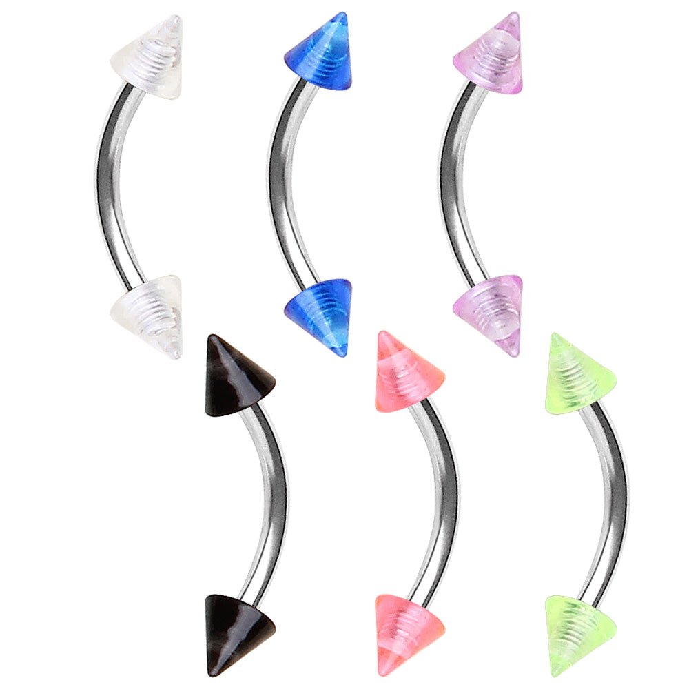 316L Stainless Steel Eyebrow Ring with UV Acrylic Spikes