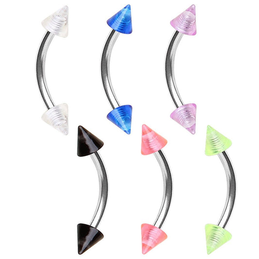 316L Stainless Steel Eyebrow Ring with UV Acrylic Spikes