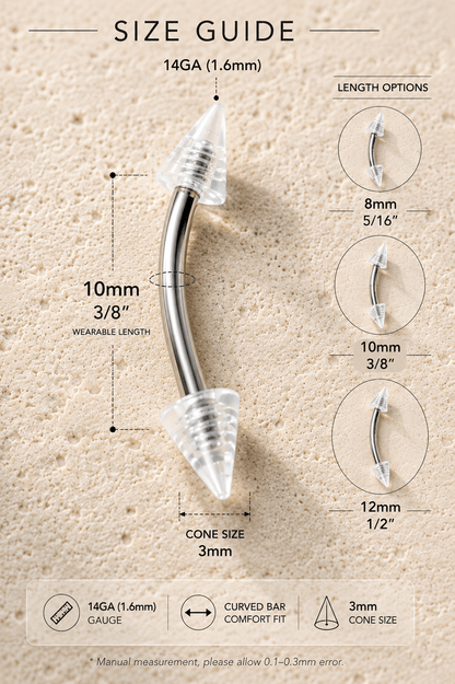 316L Stainless Steel Eyebrow Ring with UV Acrylic Spikes