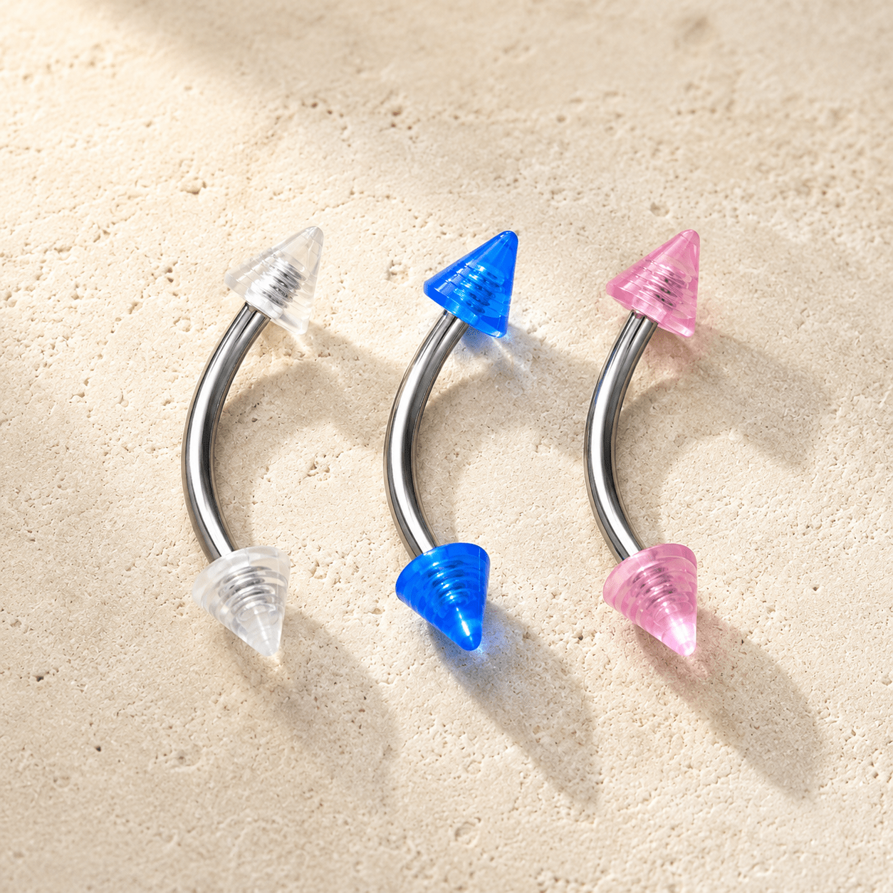 316L Stainless Steel Eyebrow Ring with UV Acrylic Spikes