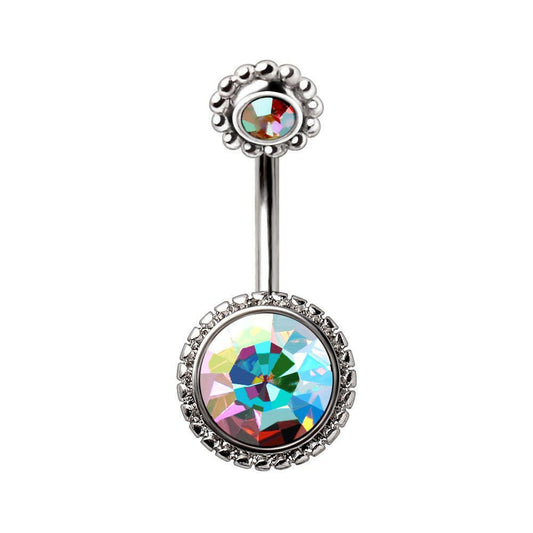 Stainless Steel Fancy Aurora Borealis Belly Button Navel Ring Navel Ring Impulse Piercings