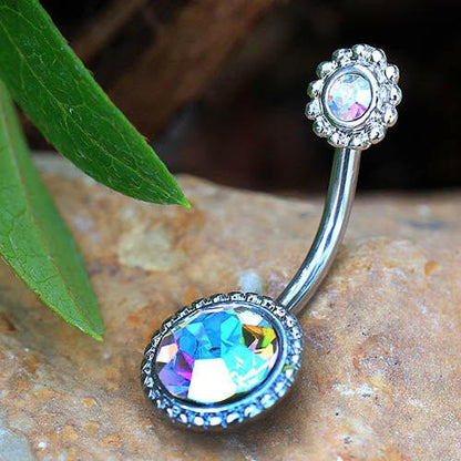 Stainless Steel Fancy Aurora Borealis Belly Button Navel Ring Navel Ring Impulse Piercings