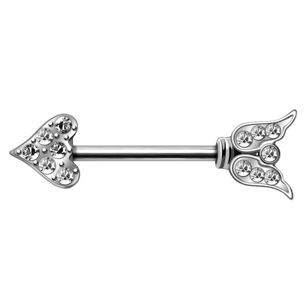 Stainless Steel Fancy Jeweled Arrow Nipple Bar Nipple Ring Impulse Piercings