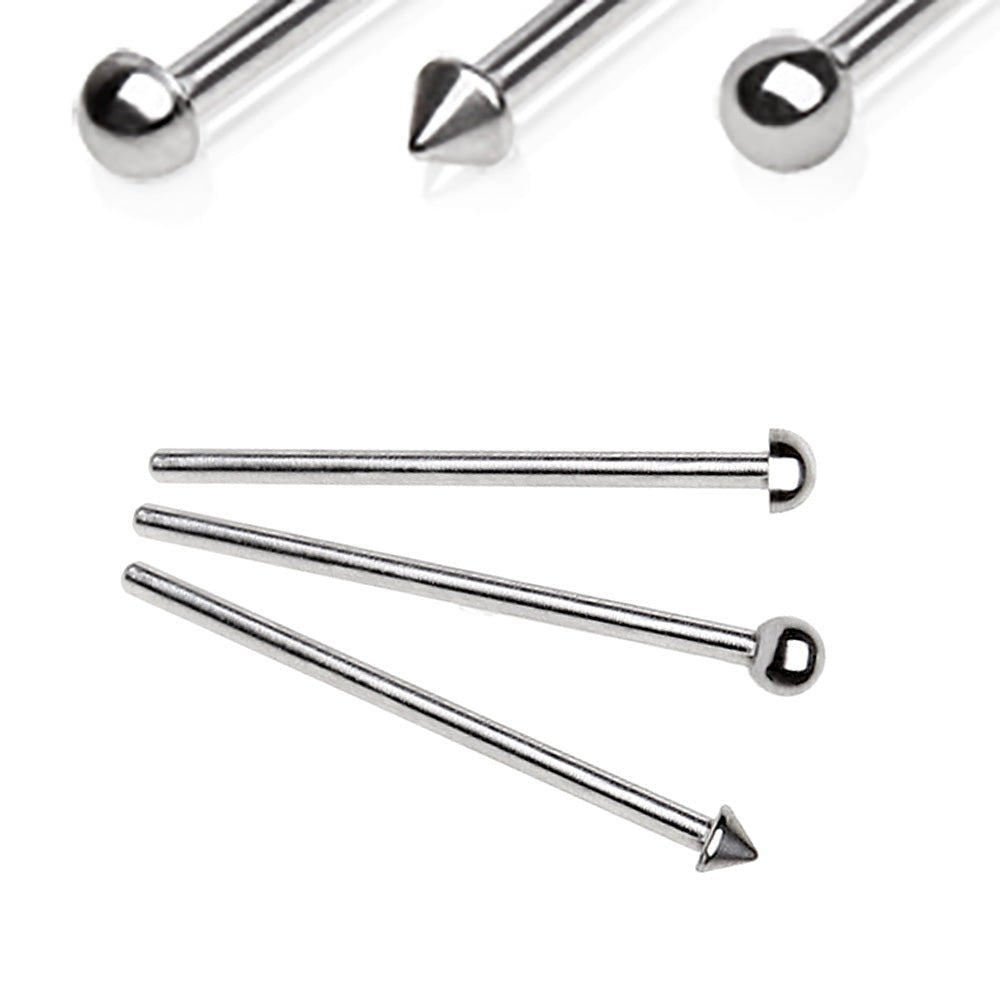 316L Stainless Steel Fish Tail Nose Ring — Ball, Dome & Spike - Skin Metals