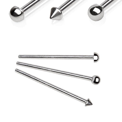 316L Stainless Steel Fish Tail Nose Ring — Ball, Dome & Spike - Skin Metals