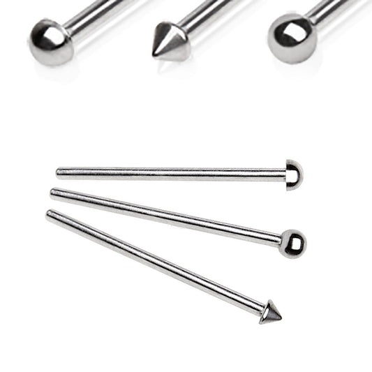 316L Stainless Steel Fish Tail Nose Ring — Ball, Dome & Spike - Skin Metals