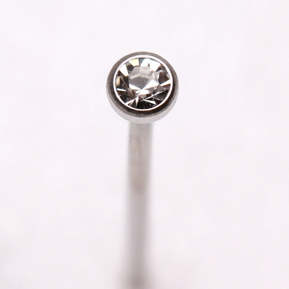 316L Stainless Steel Fish Tail Nose Ring with Clear CZ - Skin Metals