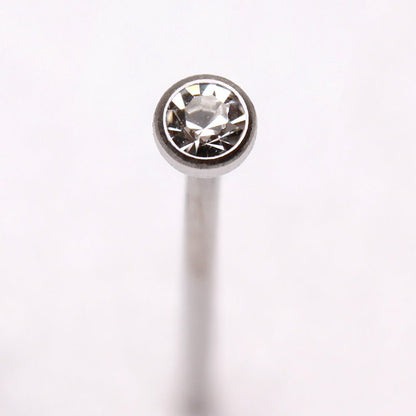 316L Stainless Steel Fish Tail Nose Ring with Clear CZ - Skin Metals
