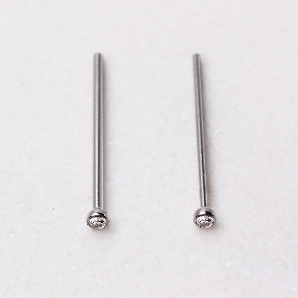316L Stainless Steel Fish Tail Nose Ring with Clear CZ - Skin Metals