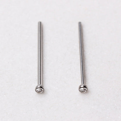 316L Stainless Steel Fish Tail Nose Ring with Clear CZ - Skin Metals
