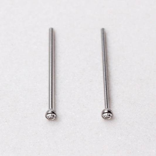 316L Stainless Steel Fish Tail Nose Ring with Clear CZ - Skin Metals