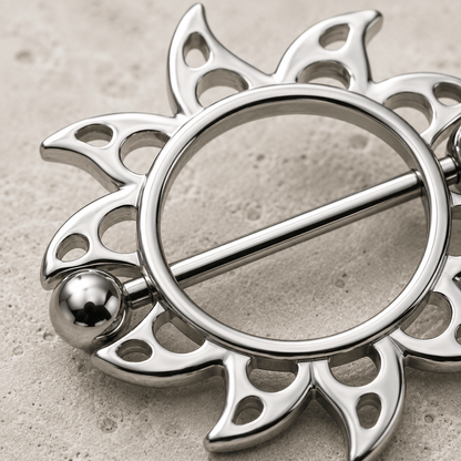 316L Stainless Steel Flaming Sun Nipple Shield