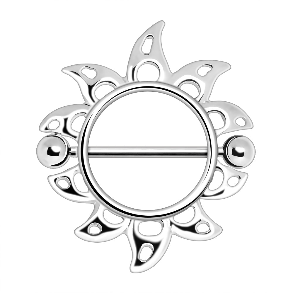 316L Stainless Steel Flaming Sun Nipple Shield