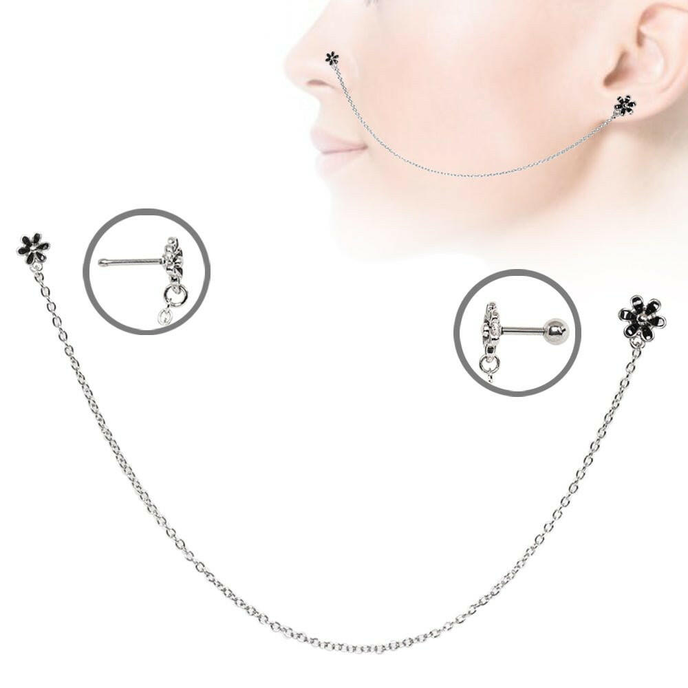 Stainless Steel Flower Chain Nose + Cartilage Earring Cartilage Impulse Piercings