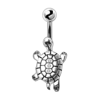 Stainless Steel Gemmed Turtle Navel Ring Navel Ring Impulse Piercings