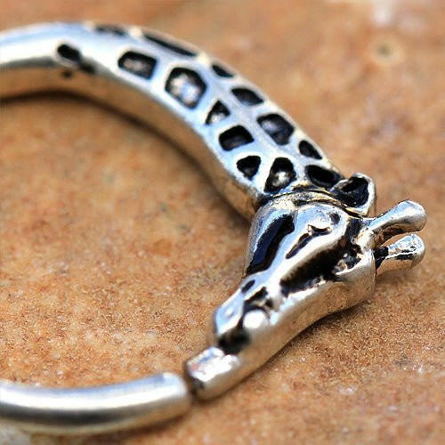 Stainless Steel Giraffe Silver Plated Seamless Ring / Cartilage Earring Captive Bead Impulse Piercings