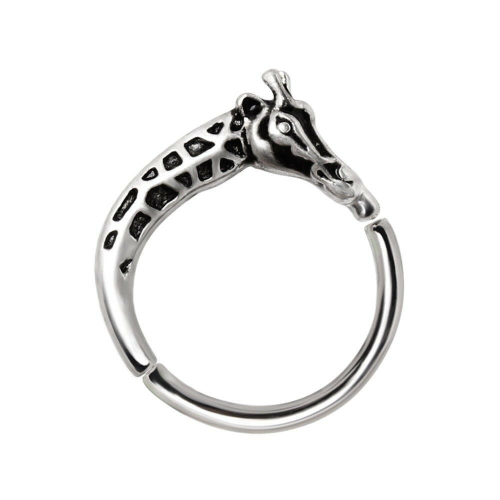 Stainless Steel Giraffe Silver Plated Seamless Ring / Cartilage Earring Captive Bead Impulse Piercings