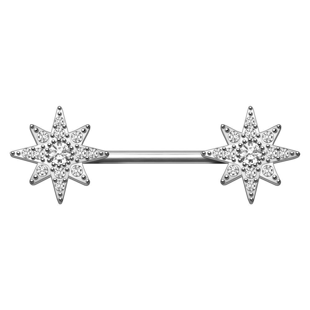 Stainless Steel Glittering North Star Nipple Bar Nipple Ring Impulse Piercings