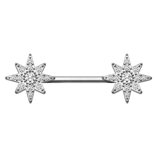 Stainless Steel Glittering North Star Nipple Bar Nipple Ring Impulse Piercings