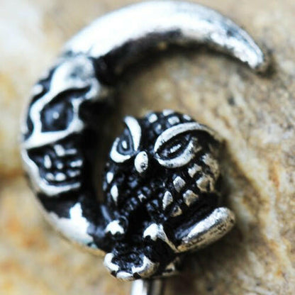 Stainless Steel Gothic Owl on the Moon Skeleton Key Navel Ring Navel Ring Impulse Piercings