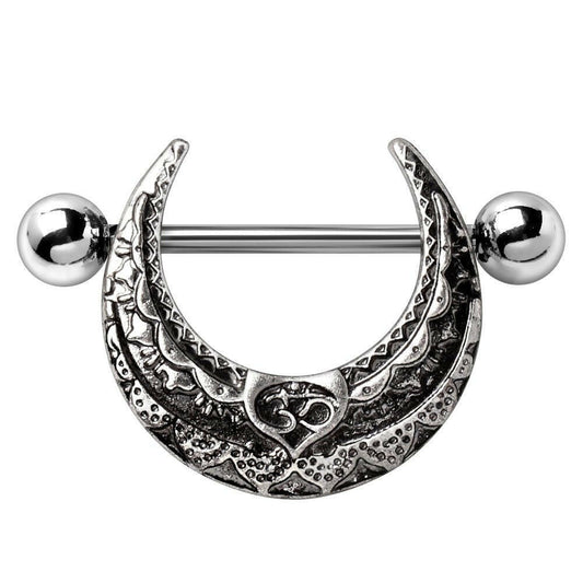 Stainless Steel Gothic Tribal Logo Nipple Shield Nipple Ring Impulse Piercings