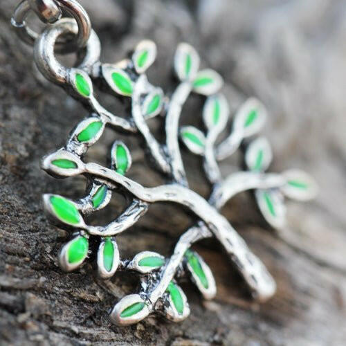 Stainless Steel Green Tree of Life Dangle Navel Ring Navel Ring Impulse Piercings