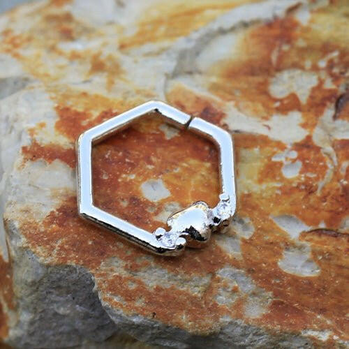 Stainless Steel Heart Hexagon Captive Bead Ring / Cartilage Earring Captive Bead Impulse Piercings