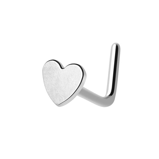 316L Stainless Steel Heart L Bend Nose Ring - Skin Metals