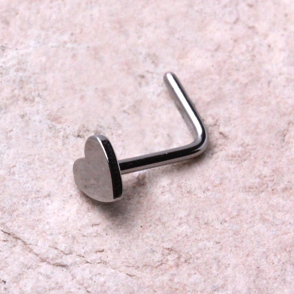 316L Stainless Steel Heart L Bend Nose Ring - Skin Metals
