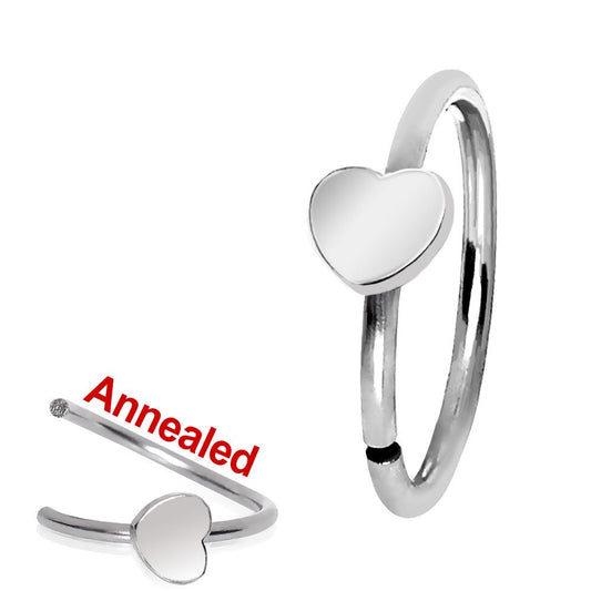 316L Stainless Steel Heart Nose Hoop Ring - Skin Metals