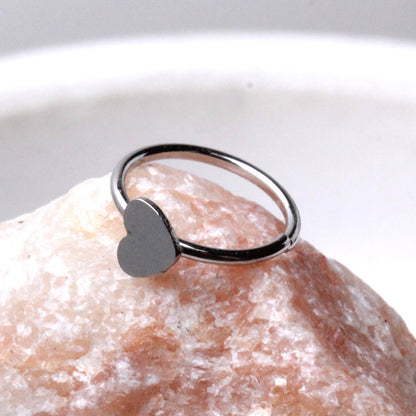 316L Stainless Steel Heart Nose Hoop Ring - Skin Metals