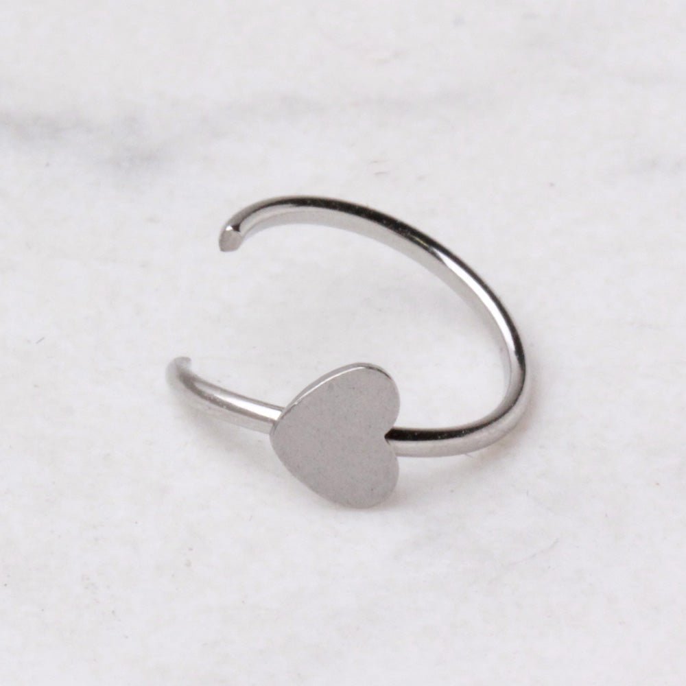 316L Stainless Steel Heart Nose Hoop Ring - Skin Metals