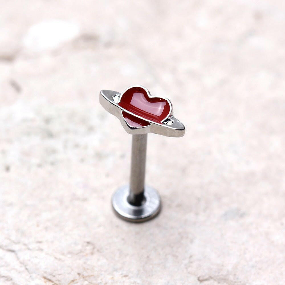 Stainless Steel Heart Planet Labret Labret Impulse Piercings