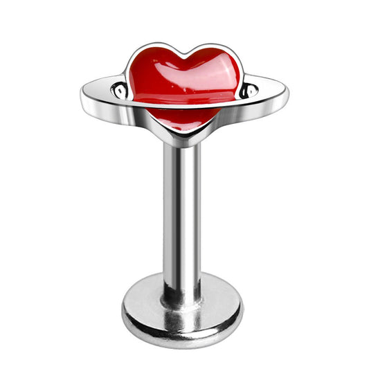 316L Stainless Steel Heart Planet Labret - Skin Metals