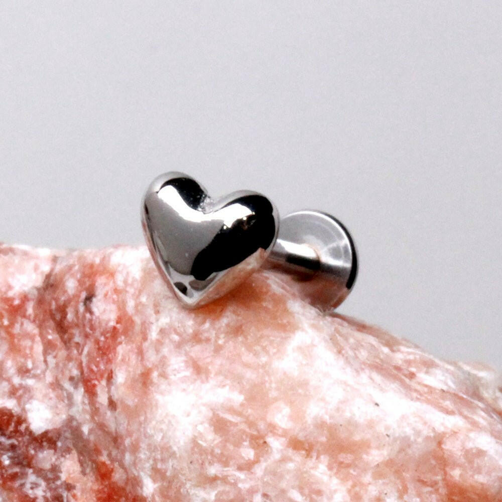 Stainless Steel Heart Push In Labret Labret Impulse Piercings