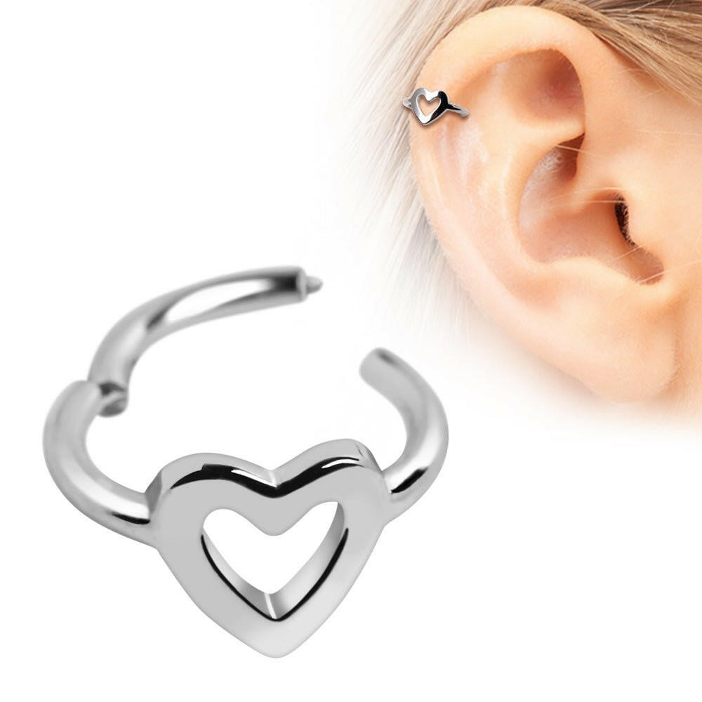 Stainless Steel Heart Seamless Clicker Ring Captive Bead Impulse Piercings