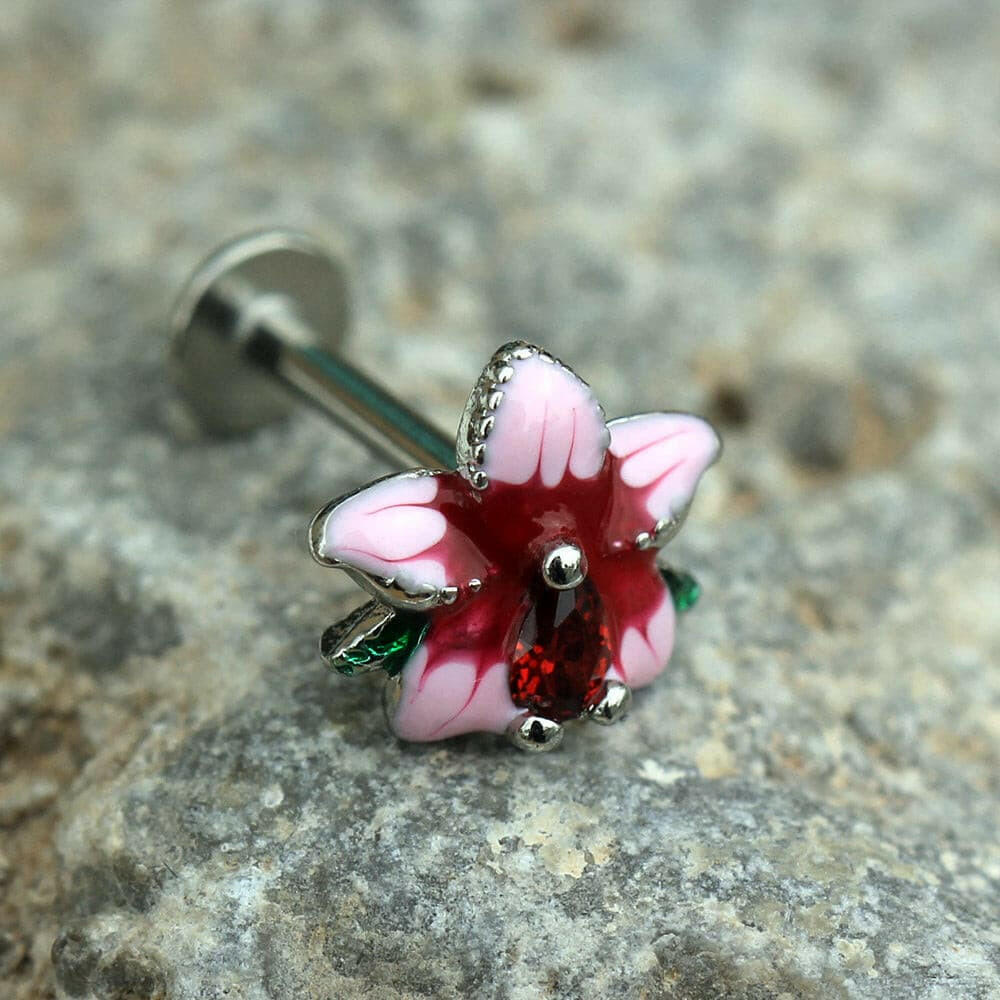 Stainless Steel Hibiscus Flower Labret Labret Impulse Piercings