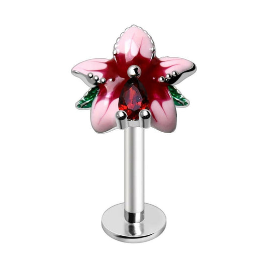 Stainless Steel Hibiscus Flower Labret Labret Impulse Piercings