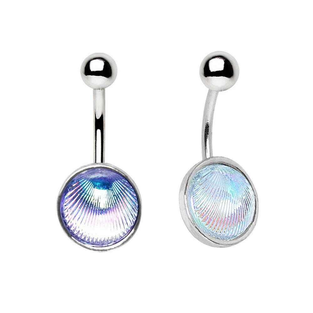 Stainless Steel Holographic Shell Navel Ring Navel Ring Impulse Piercings