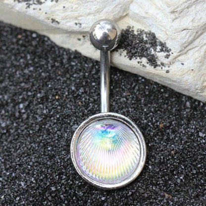 Stainless Steel Holographic Shell Navel Ring Navel Ring Impulse Piercings