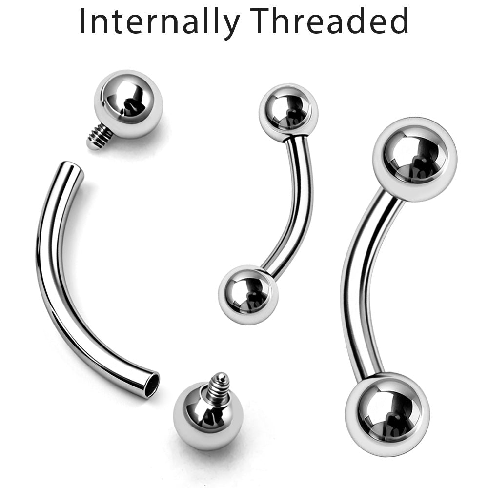 316L Stainless Steel Internally Threaded Curved Barbell