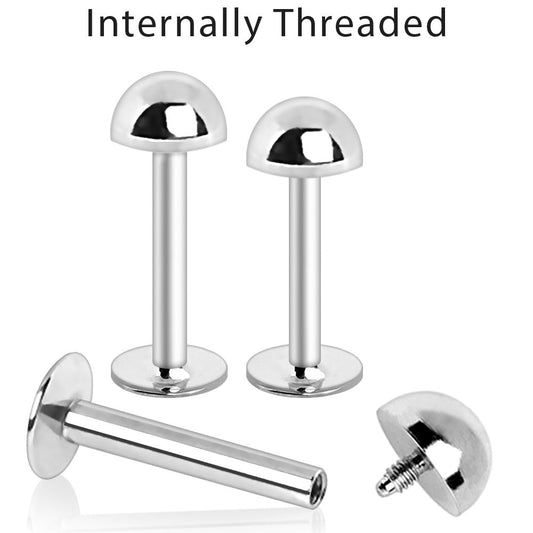 316L Stainless Steel Internally Threaded Dome Top Labret - Skin Metals
