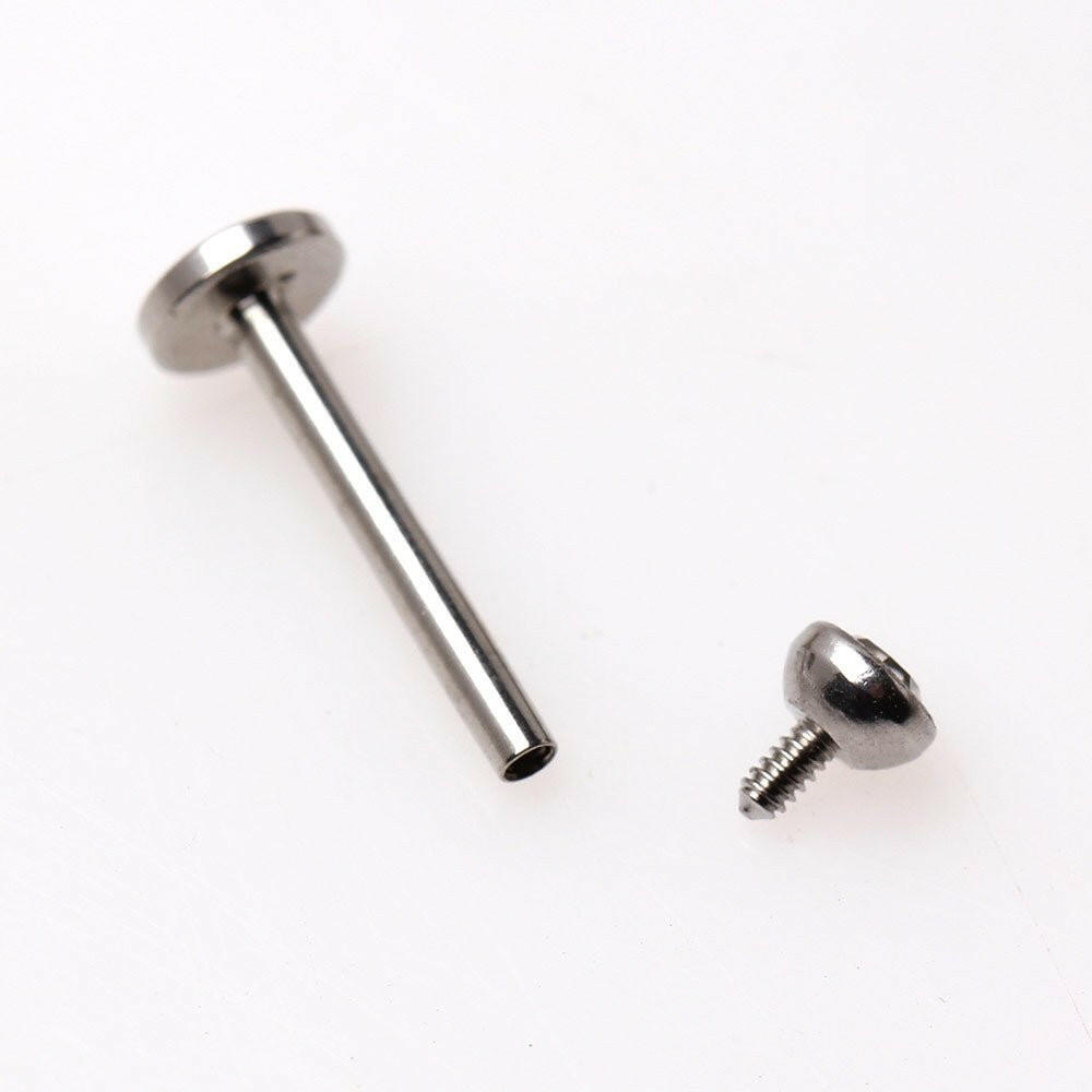 Stainless Steel Internally Threaded Flat CZ Top Labret Labret Impulse Piercings